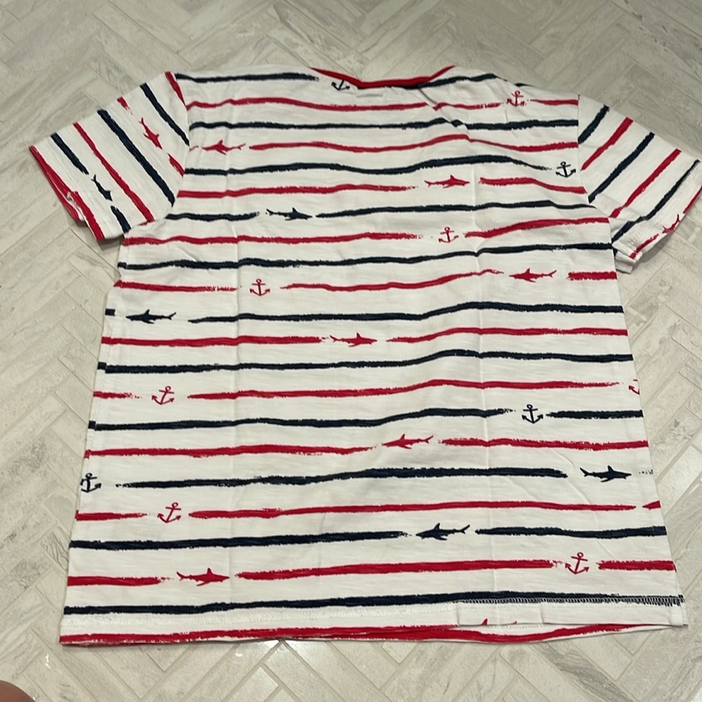 Hatley nautical red white and blue striped tee shirt, size 6 - Picture 3 of 3